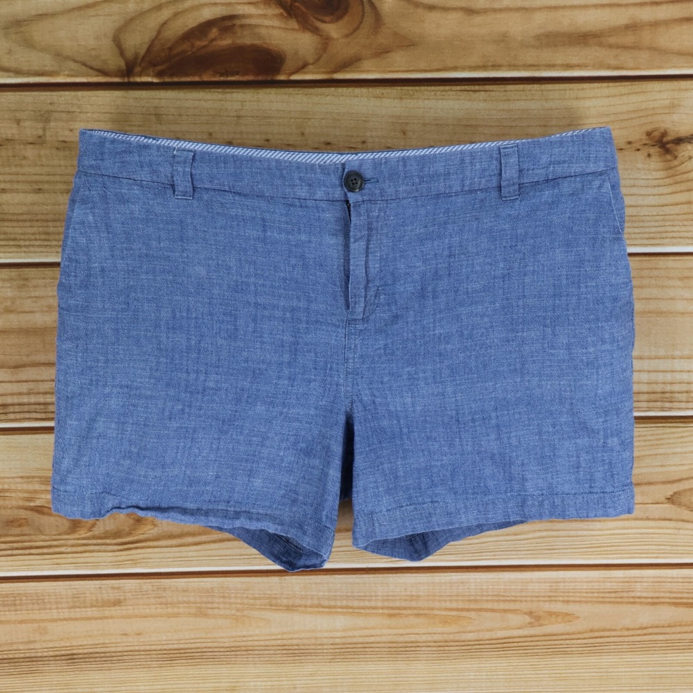 Merona Shorts Womens Size 16 Blue Heathered 100% Cotton Chinos Mid Rise Pockets